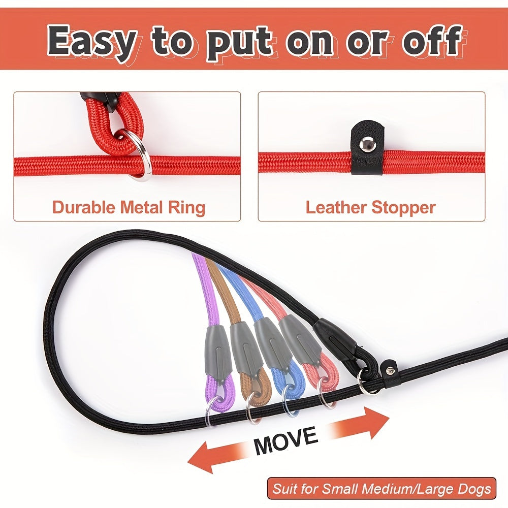 Durable 5pcs Nylon Rope Slip Lead - Dog Leash for All Sizes - Strong Training Lead