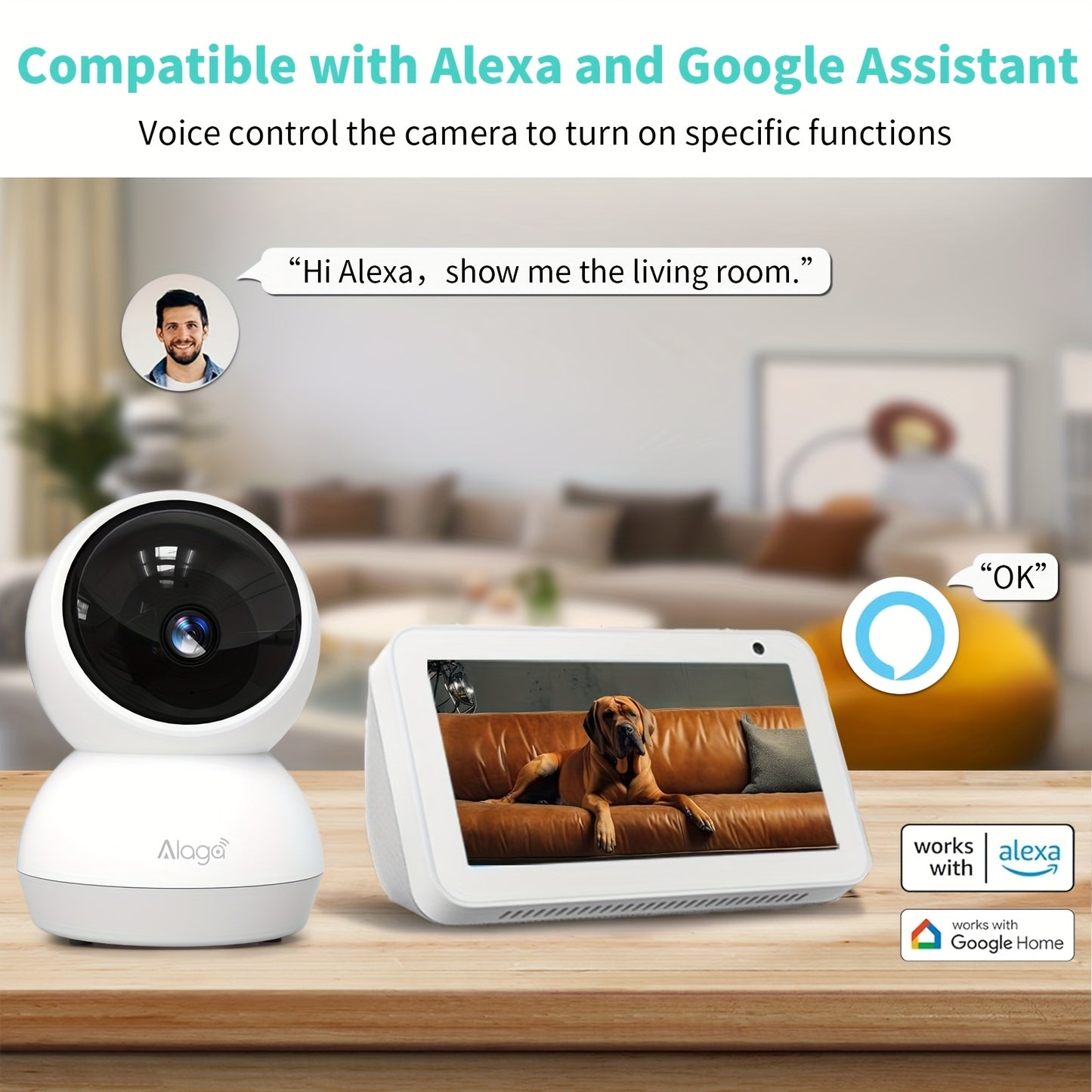 2 Pack 360 Degree Panoramic Home Monitoring Cameras with Night Vision and Two Way Audio