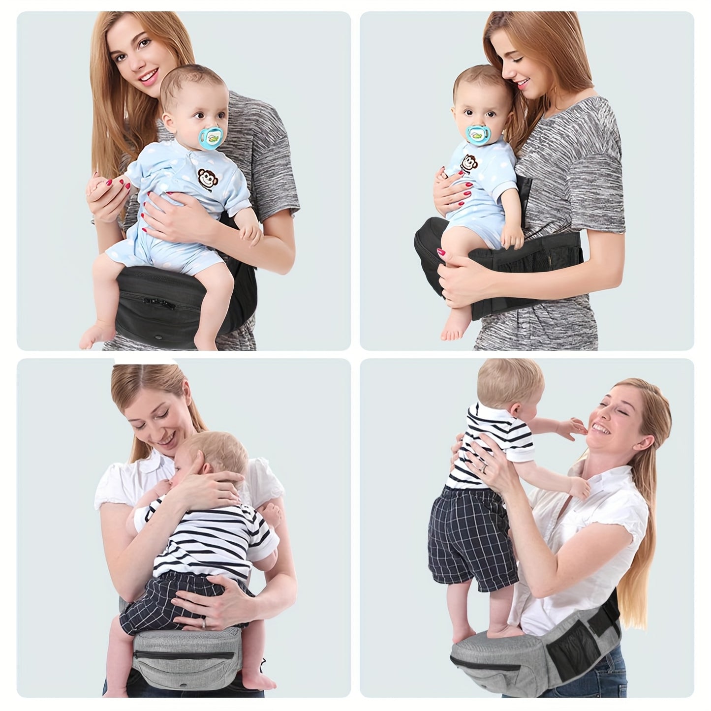 Ergonomic Baby Carrier with 3D Belly Protector and Adjustable Waistband for Newborns