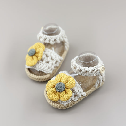 Baby Sandals Flower Handmade Knitting Crochet Toddler Shoes Indoor Floor Socks