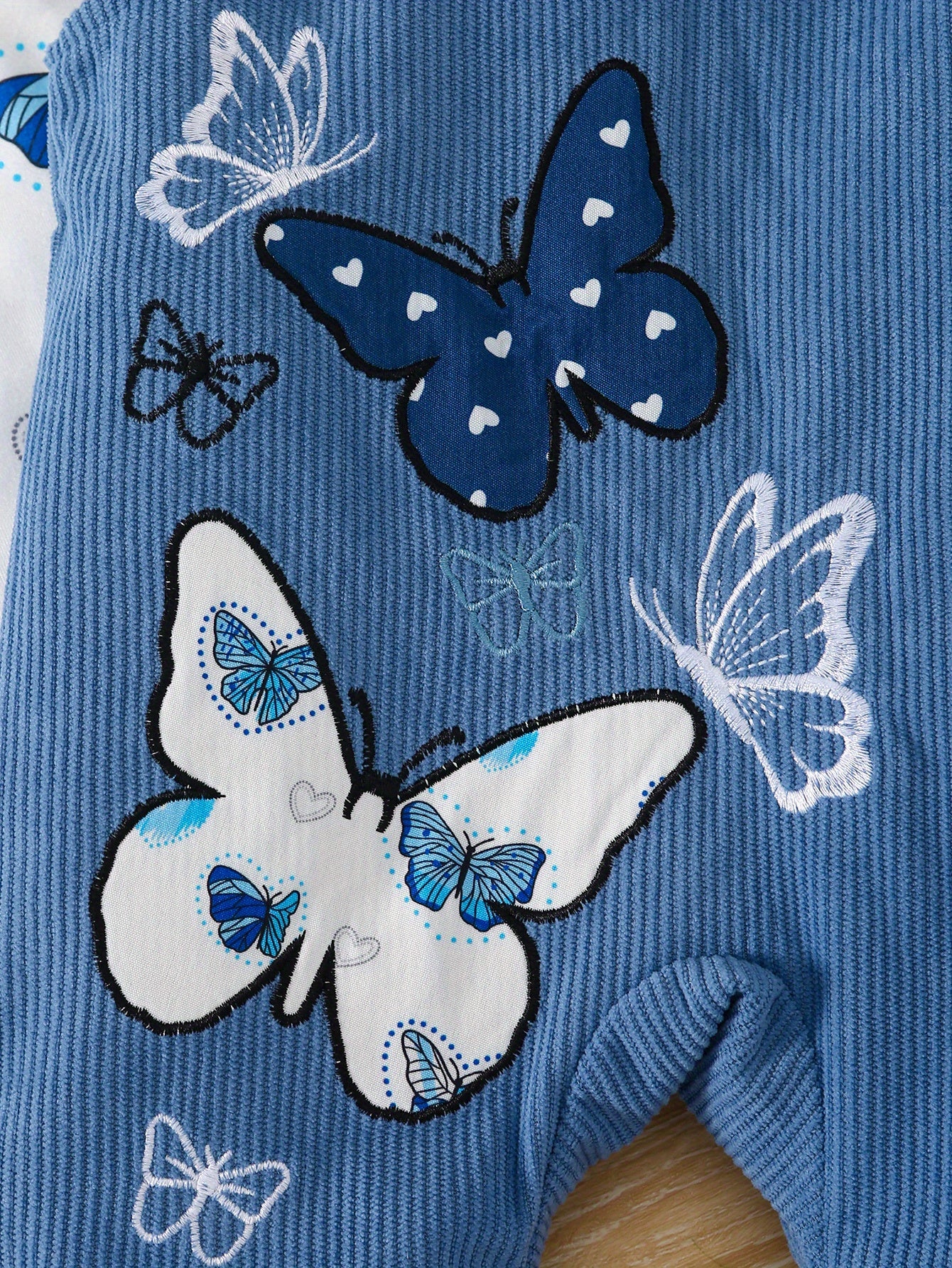 Three Piece Baby Girl Butterfly Print Set With Pants
