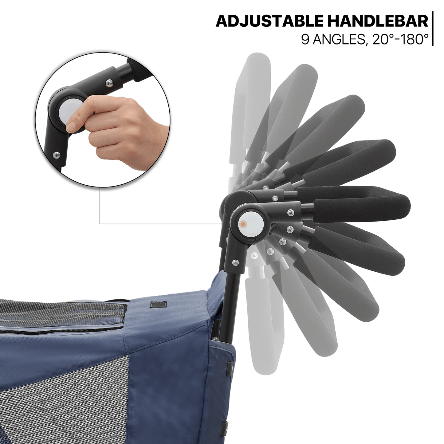 MoNiBloom Pet Stroller for Large Dogs or Multiple Dogs Cats with Adjustable Handle, 3-Wheels Dual Entry Portable Dog Carting Easy Folding Pet Wagon Double Dog Stroller