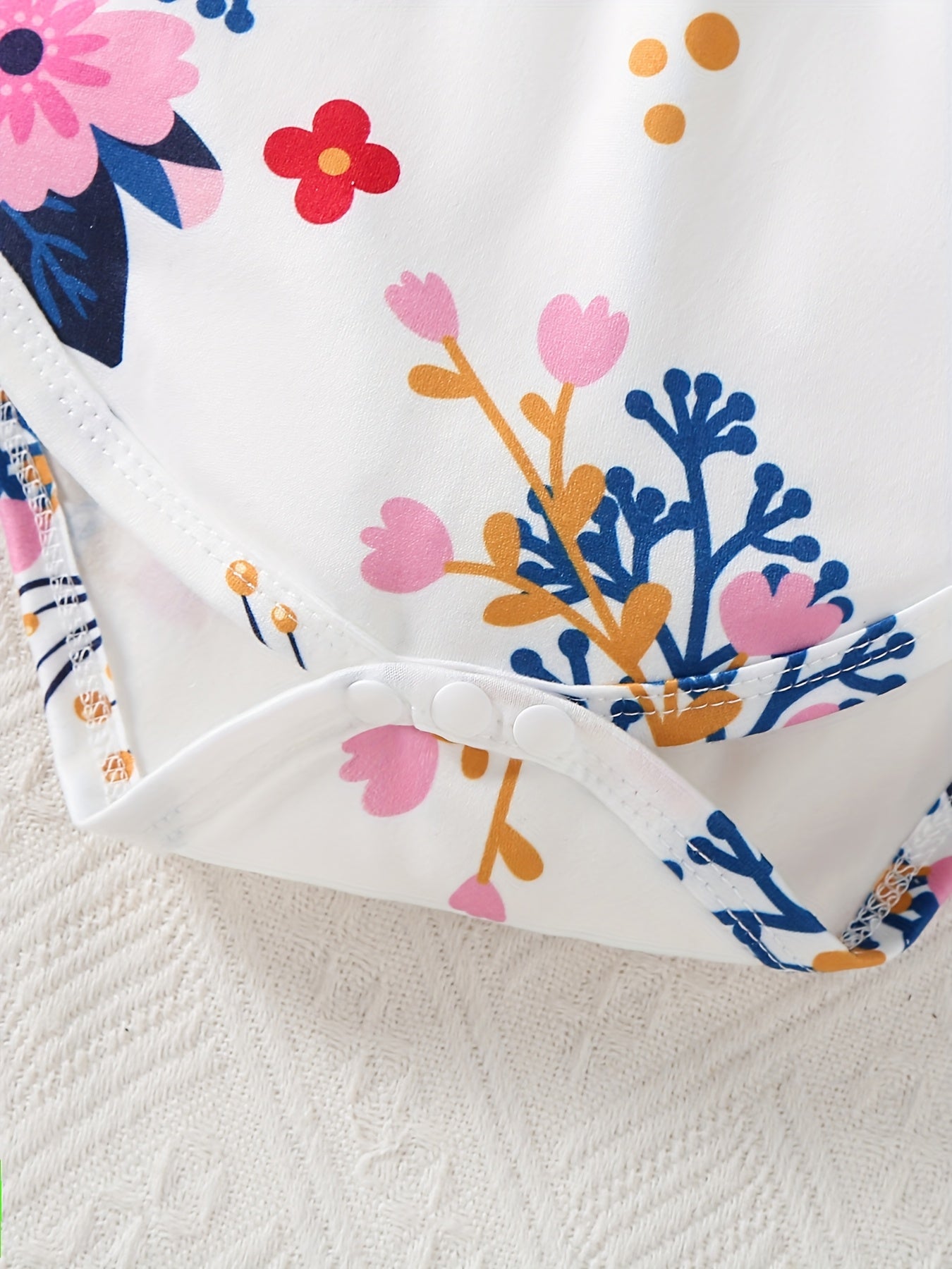 Floral Print Infant Romper 6 Piece Set With Headbands