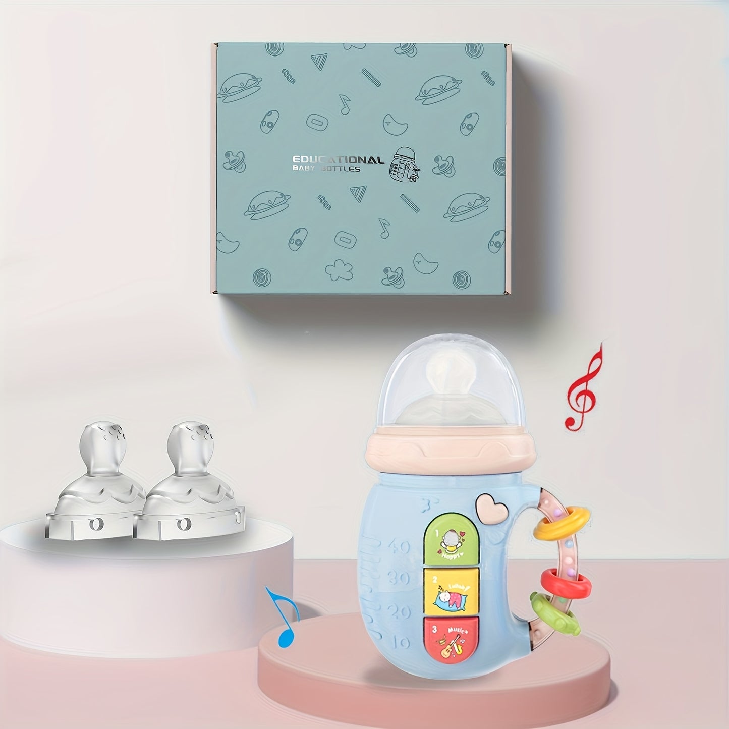 3pcs Music Soothing Bottle Set with Rhythmic Light and Sounds for Youngsters Comfort