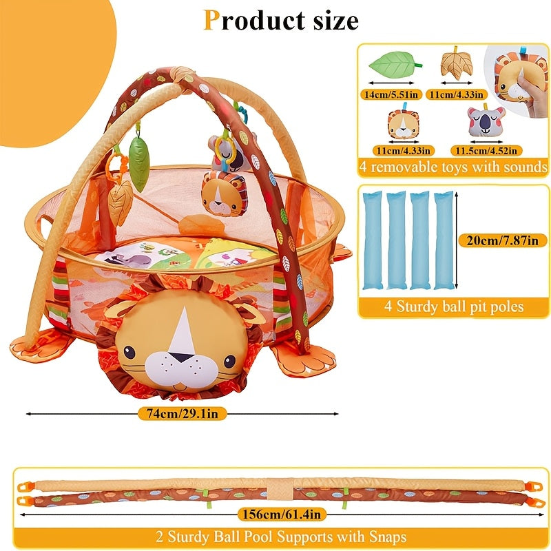 8-in-1 Youngsters Gym Play Mat with Toys for Sensory Development in Lion Design