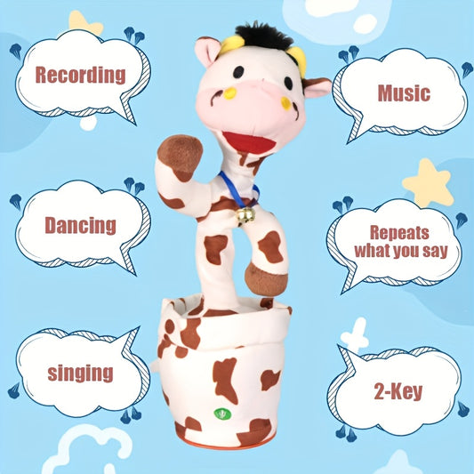 Electric Plush Cow Toy That Sings and Talks Cute Twist Fun Gift for Kids and Holidays