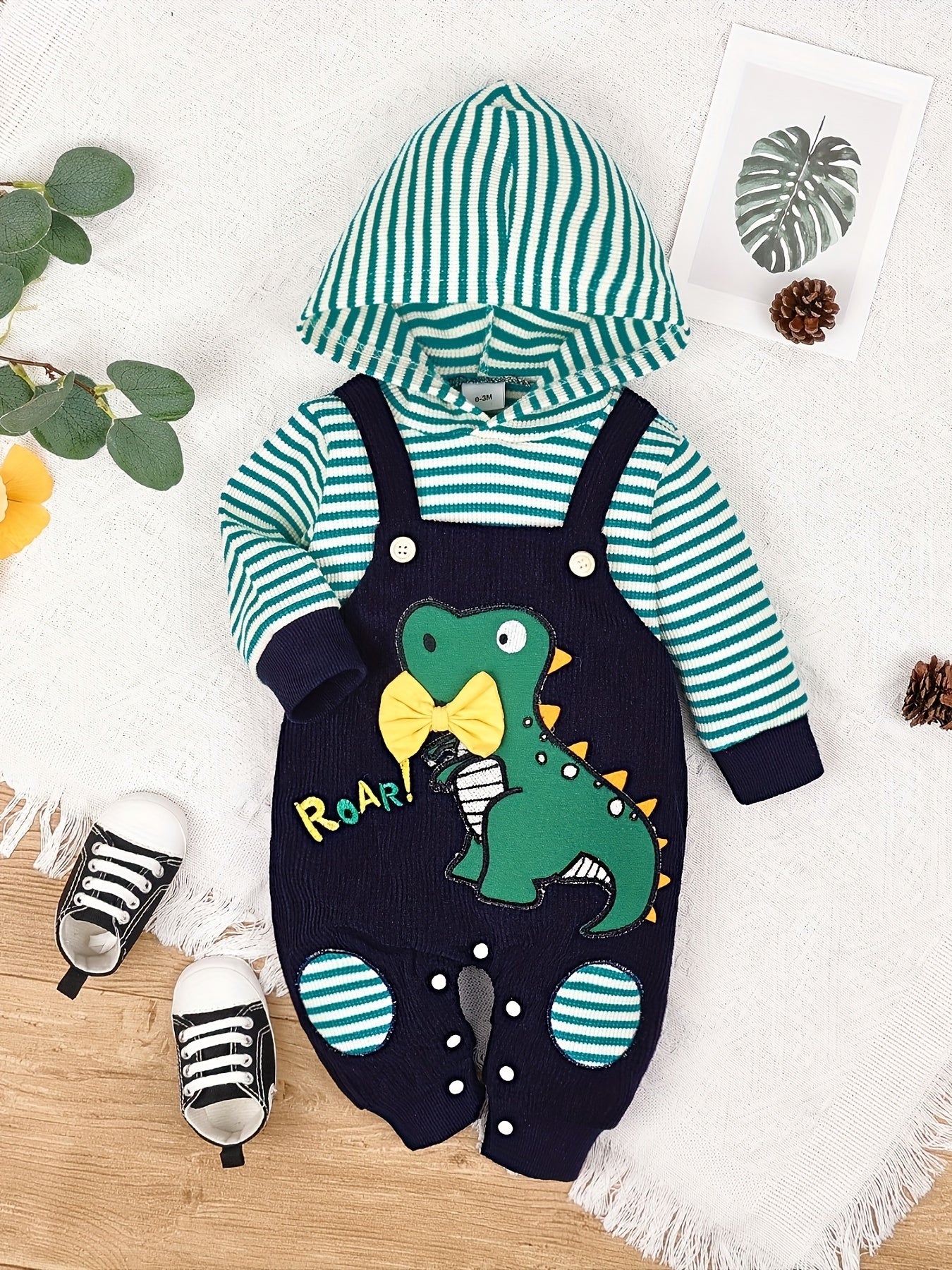 Baby Boy Long Sleeve Romper And Pocket Pants Set For 0 To 18 Months Winter Fall Outfit Cozy Cotton