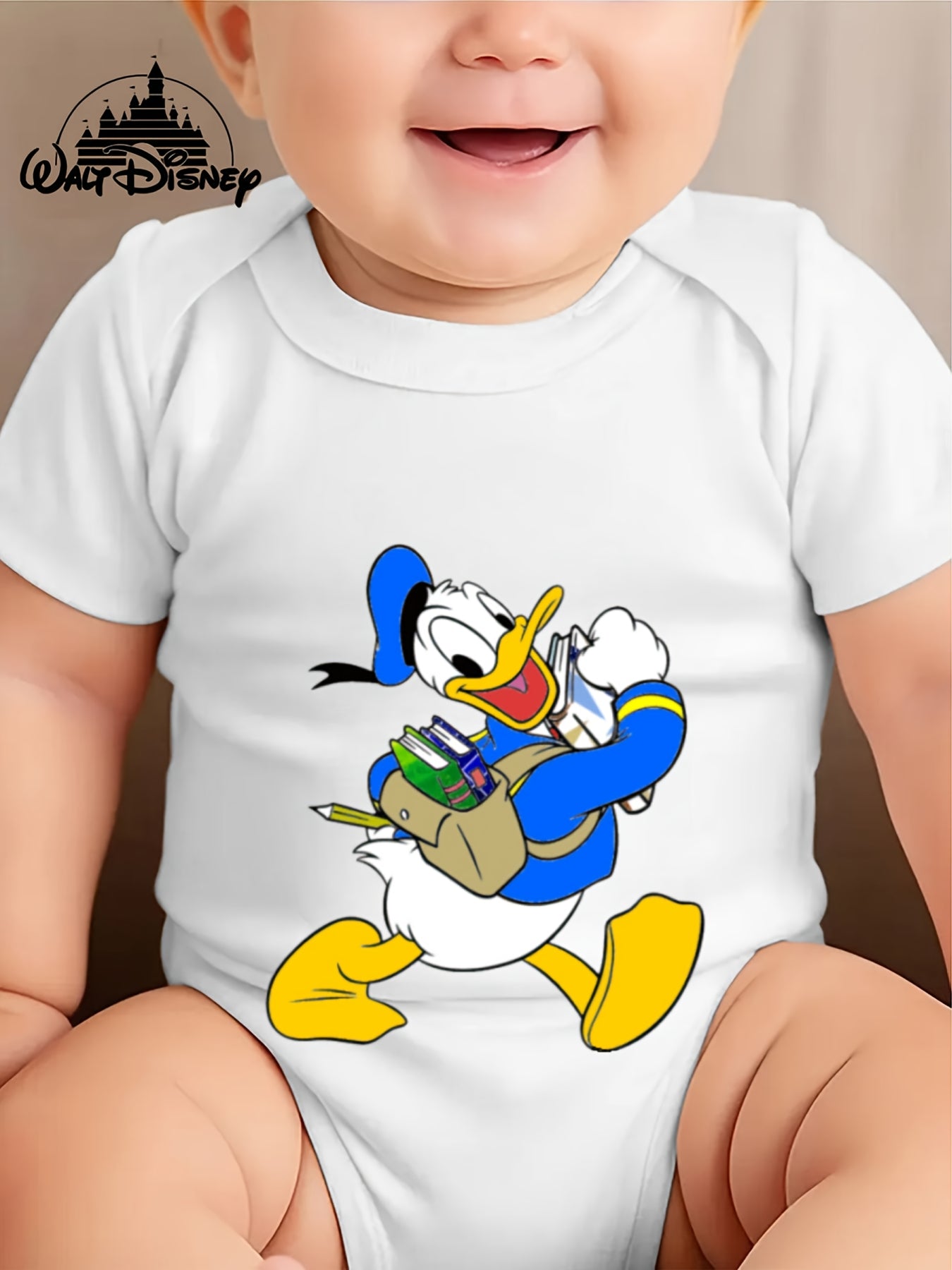 Donald Duck Printed Baby Onesie for Kids Cute Cartoon Design Short Sleeve Cotton Fit