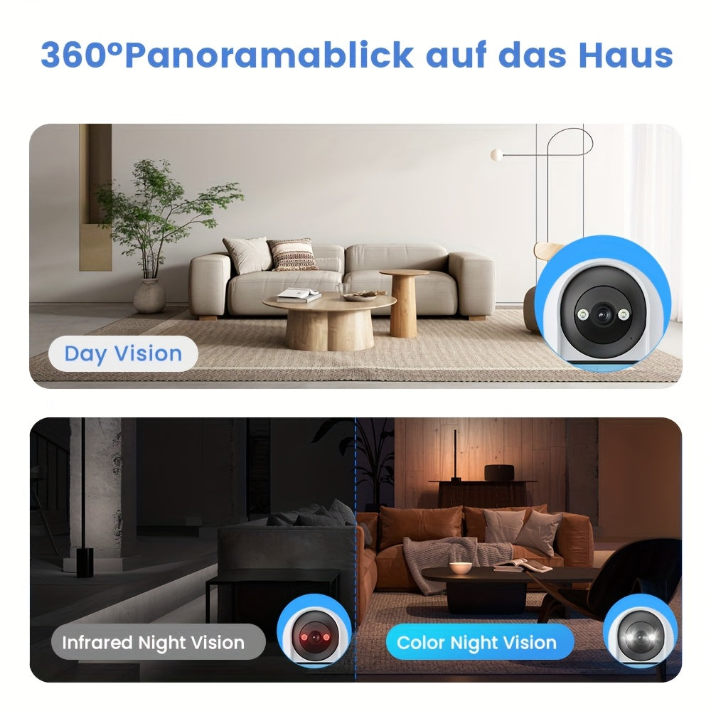 3MP PTZ Indoor WiFi Smart IP Security Camera with HD Video and Full Color Night Vision