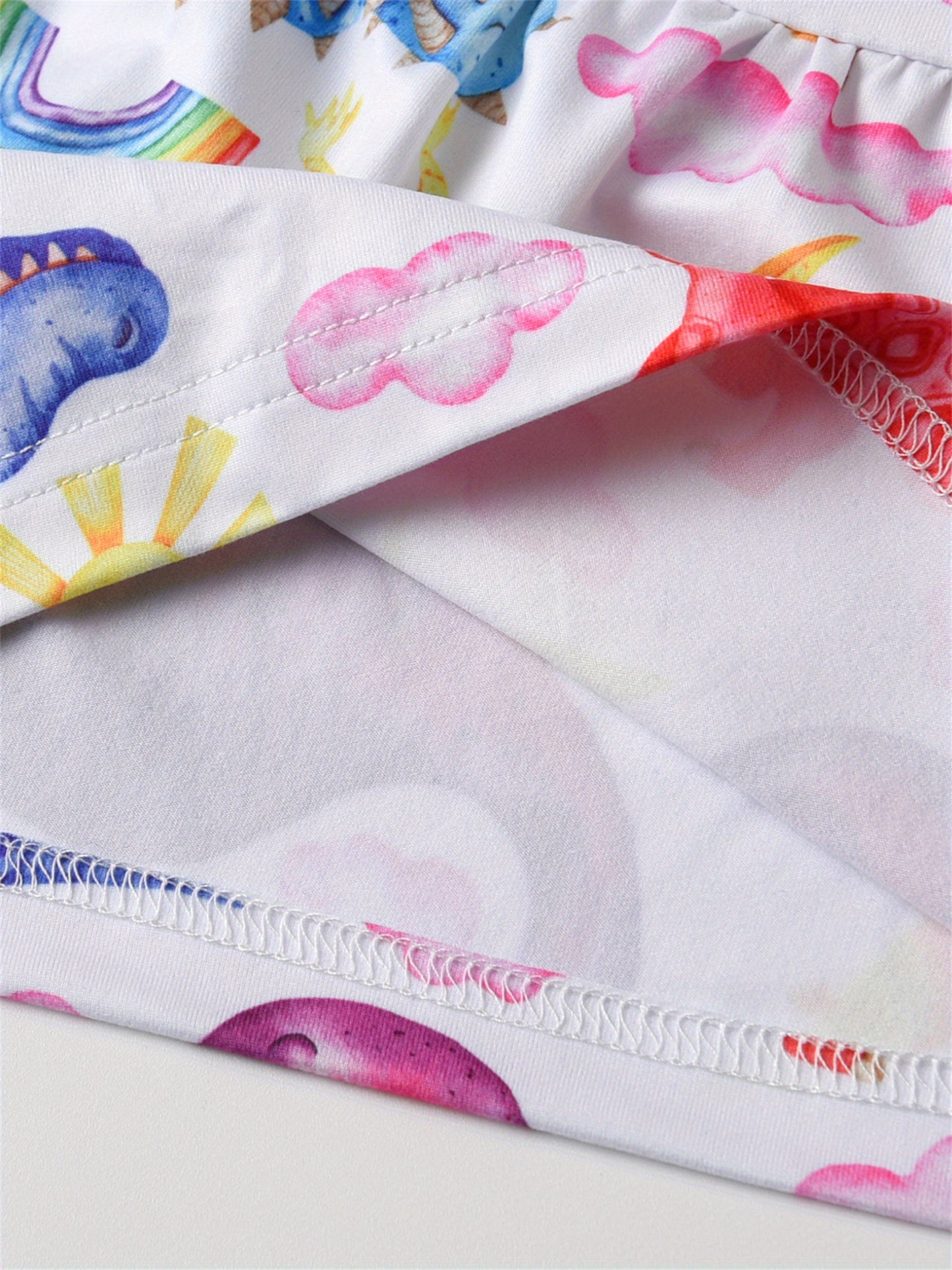 Summer Toddler Kids Baby Girls Clothes Set Cartoon Dinosaur Print Children Girl Short Sleeve Tops and Jeans Pants Children Clothing Outfits, Perfect for Outdoor