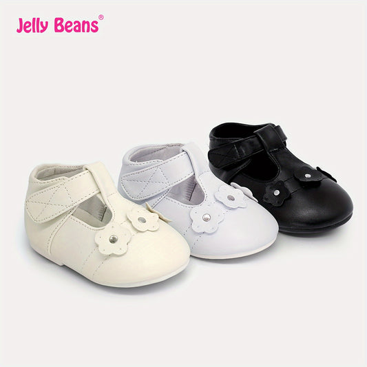 Girls Solid Colour Princess Mary Jane Flat Shoes Comfy Non Slip Hook and Loop Fastener