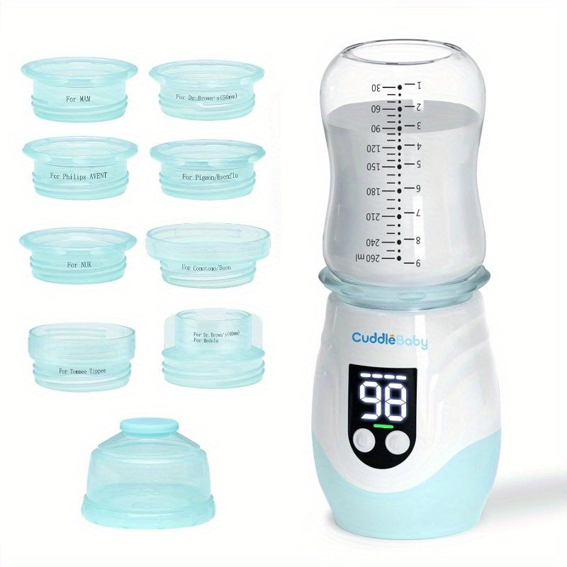 CuddleyBaby Portable Cordless Baby Bottle Warmer with 8 Adapters and 5 Temperature Settings