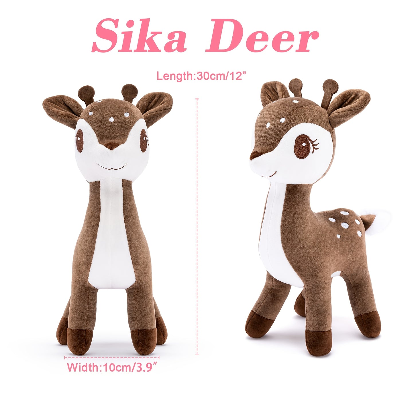 Adorable 12 Inch Brown Deer Plush Toy Soft Fabric Perfect Gift for Kids and Decor