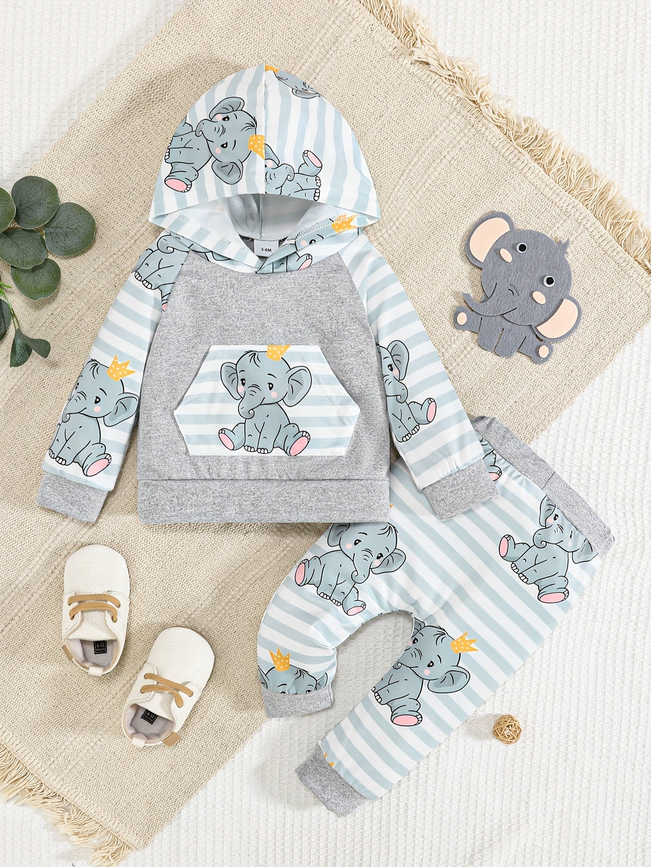 Baby clothing two-piece fall and winter clothes hooded top and pants