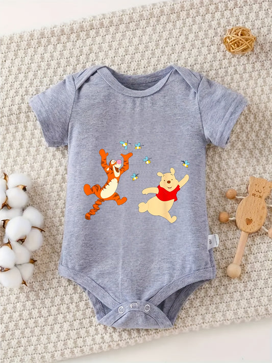 100 Percent Cotton Baby Crawling Clothes Tigger and Pooh Easter Design Soft Gray Casual Wear