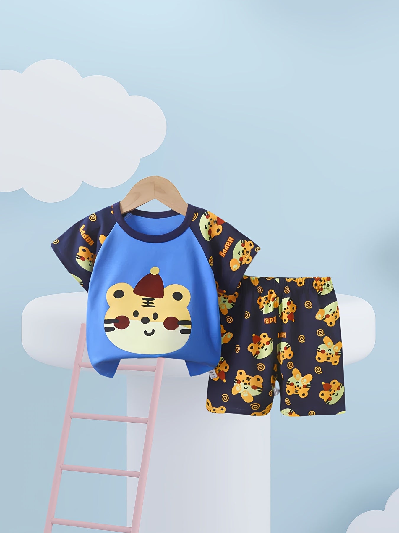 HappyKid Short-Sleeved Boys Suits – Comfortable Cotton with Fun Animal and Car Prints