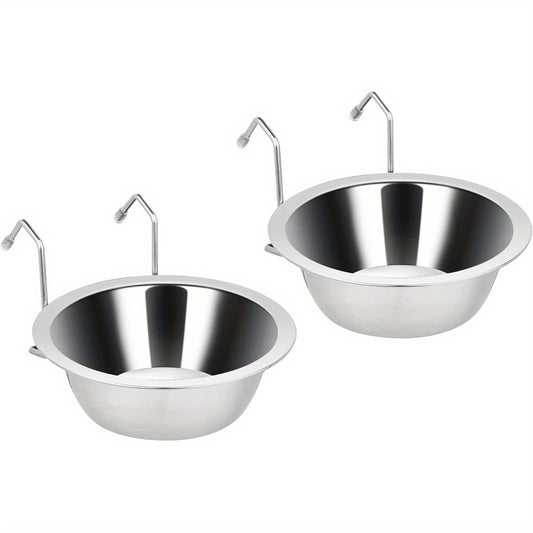 Hanging Stainless Steel Water Bowls for Small Dogs and Cats No Spill Design 8oz Set