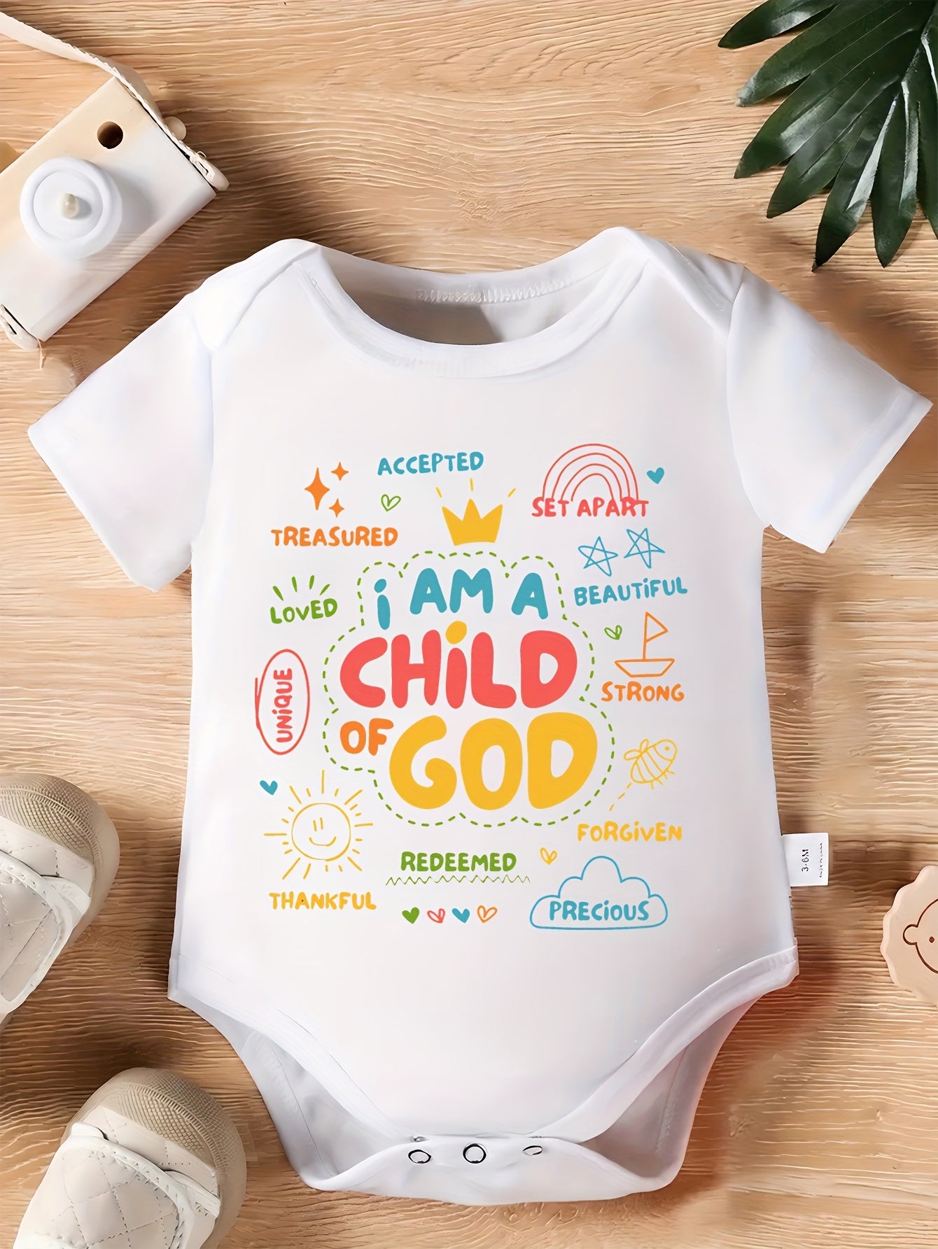Adorable I Am A Youngster Of God Print Cotton Bodysuit for Family Matching Events