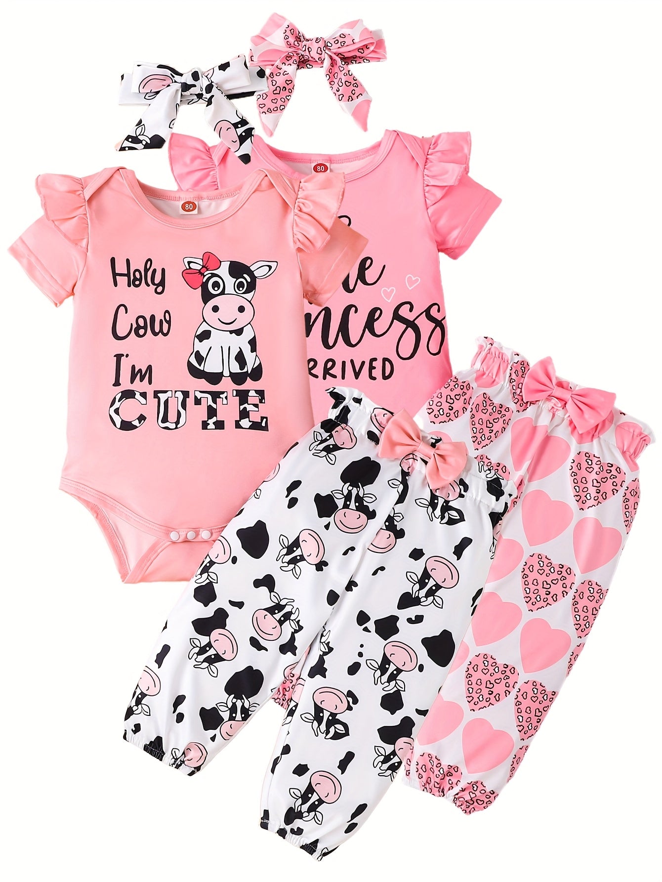 2 Sets Fashionable Printed Suits for Girls Newborn to 3 Years Outdoor Wear