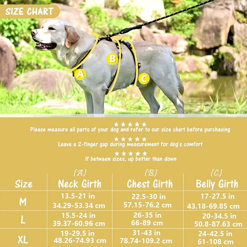 Adjustable No-Pull Dog Harness with Handle - Escape Proof, Soft Padded, Reflective Full Body Vest for Medium and Large Dogs, Ideal for Walking, Hiking, and Training, Beige, Escape-proof, Safety Vest