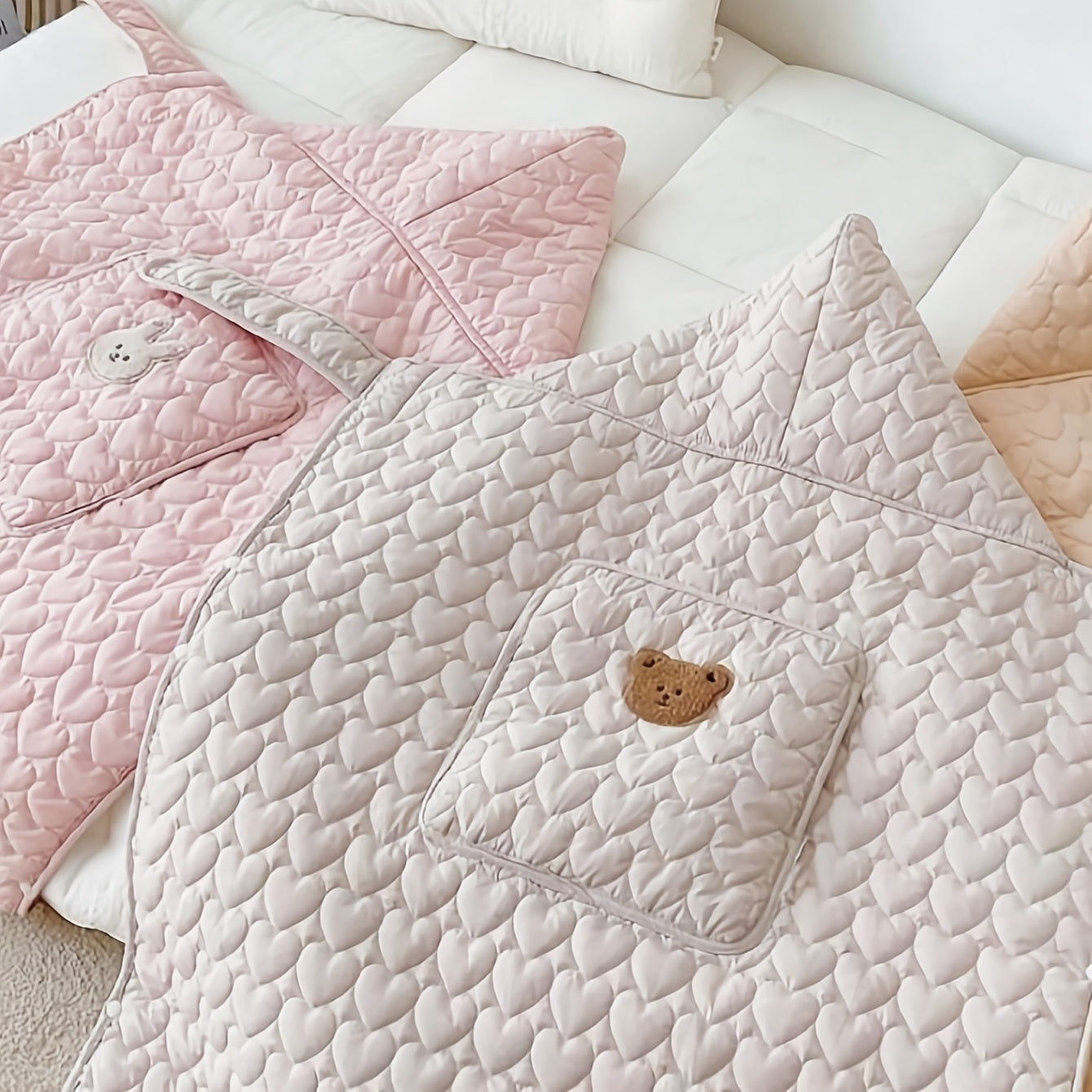Wearable Love Heart Quilted Baby Blanket, Windproof Outdoor Stroller Carrier, Warmth Retaining, Polyester, with Hand Wash Only, for 0-3 Years Old