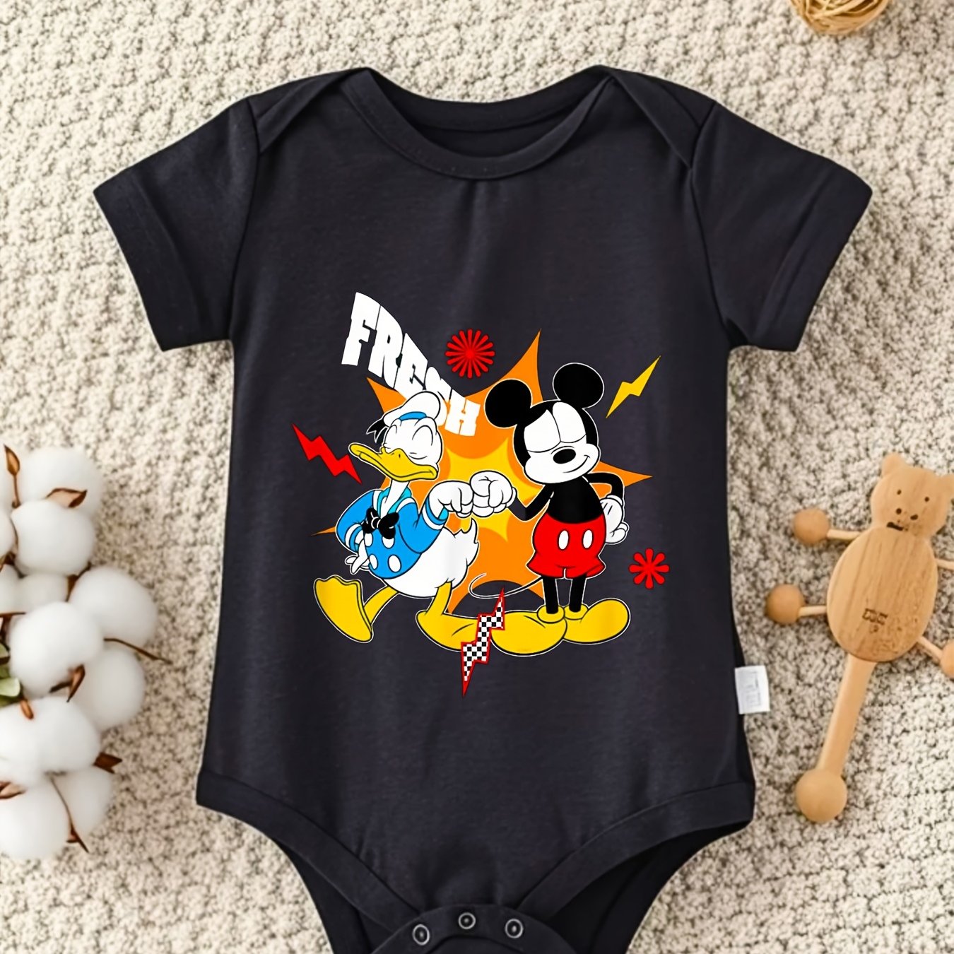 Mickey and Friends Baby Romper 100 Percent Cotton Short Sleeve Infant Crawler Suit