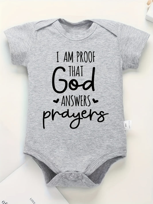 Soft Cotton Kids Romper with Monogram Print Casual Crew Neck for Outdoor Play