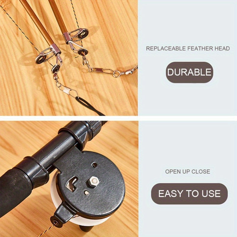 2pcs Retractable Cat Toy Fishing Rod with Feathers Telescoping Design for Interactive Play