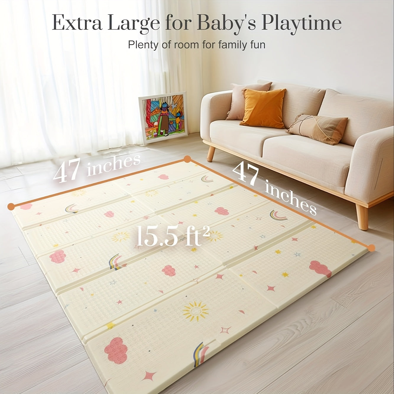 Extra Large Reversible ABC Padded Play Mat for Infants and Toddlers Waterproof Foam Mat