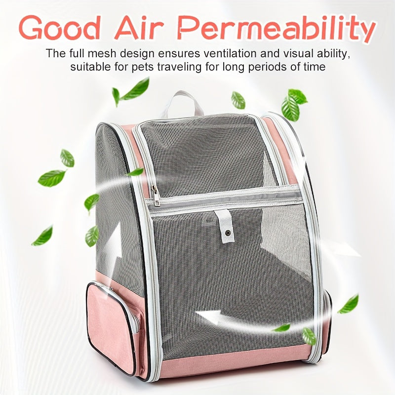 Breathable Cat Backpack Travel Bag With Zipper Closure