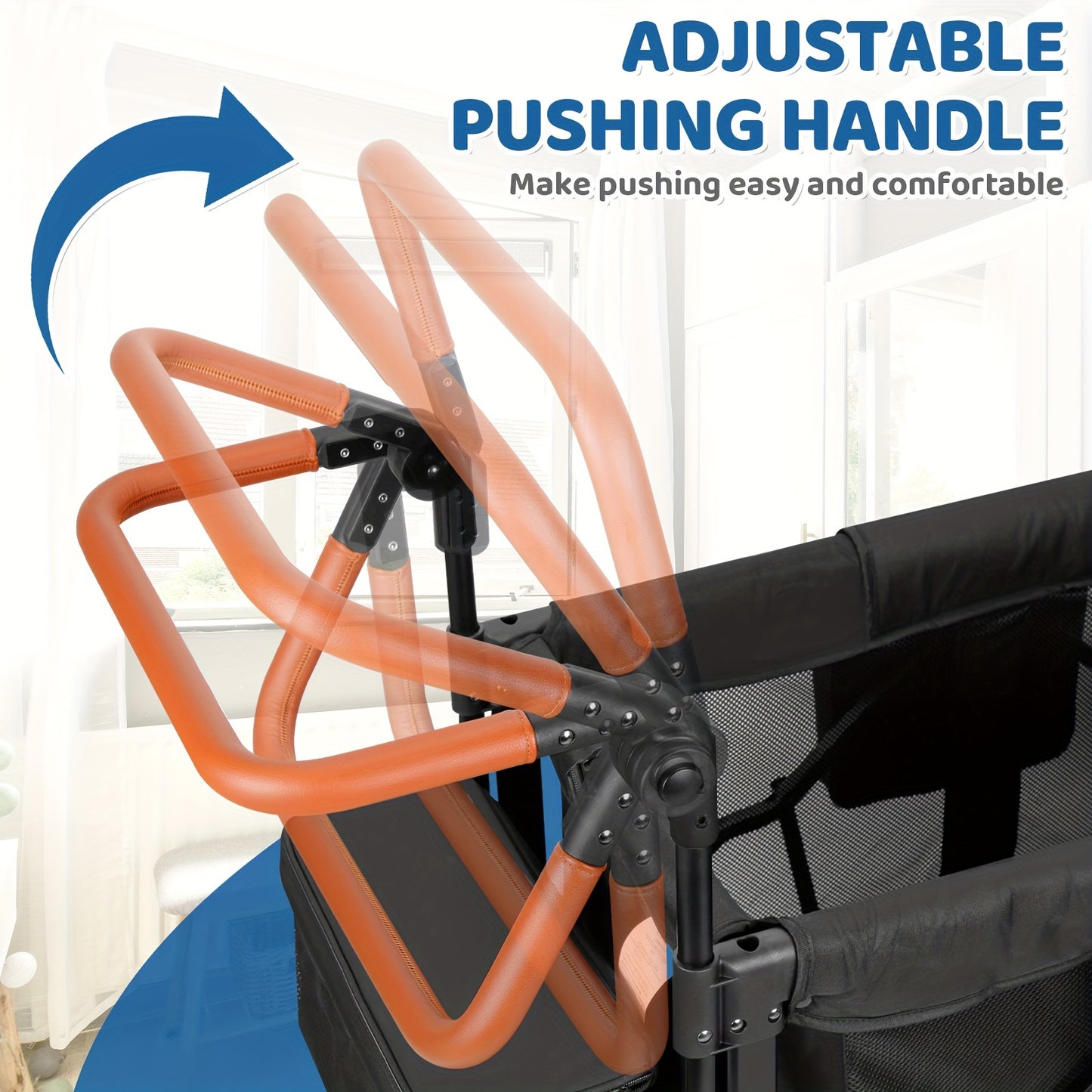 Luxury Comfort Stroller Wagon | Foldable 2 Passenger Double Seater With Adjustable Canopy | Black