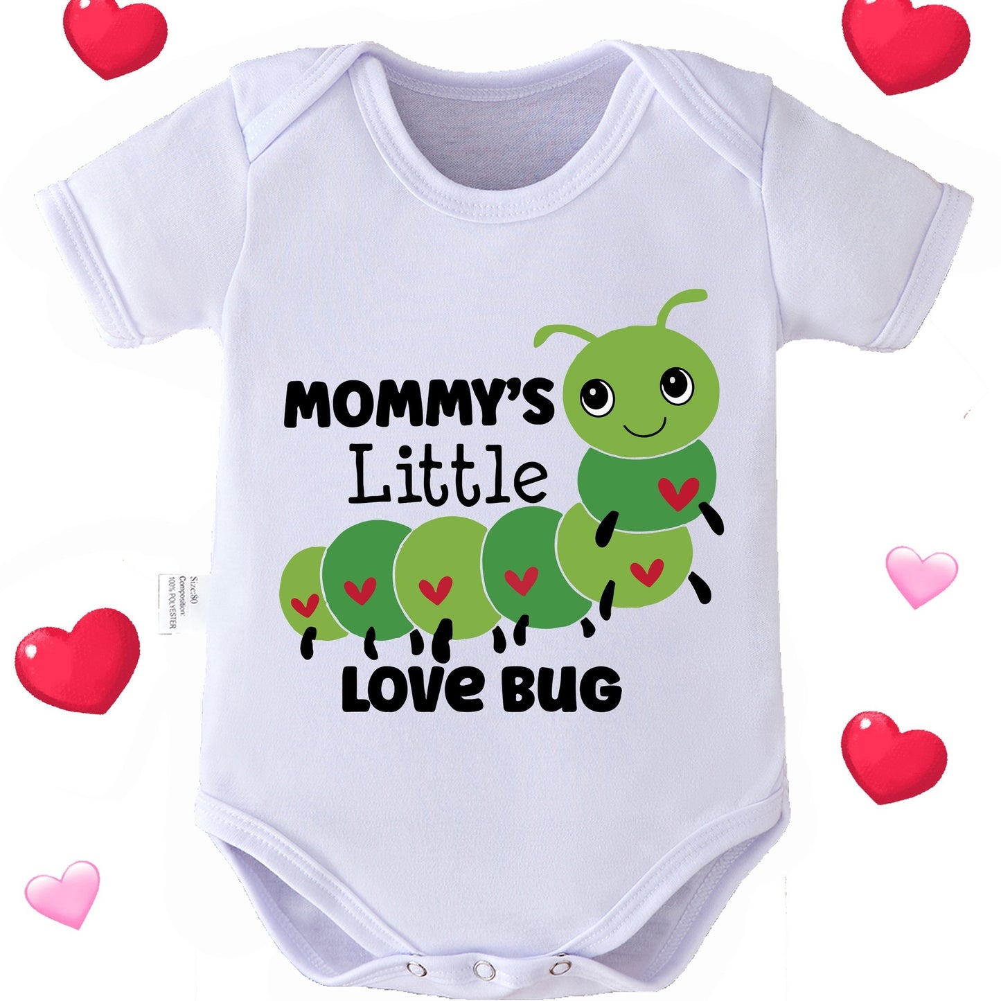 Mommy's Little Love Bug Caterpillar Print Onesie Soft Polyester Perfect For Newborns