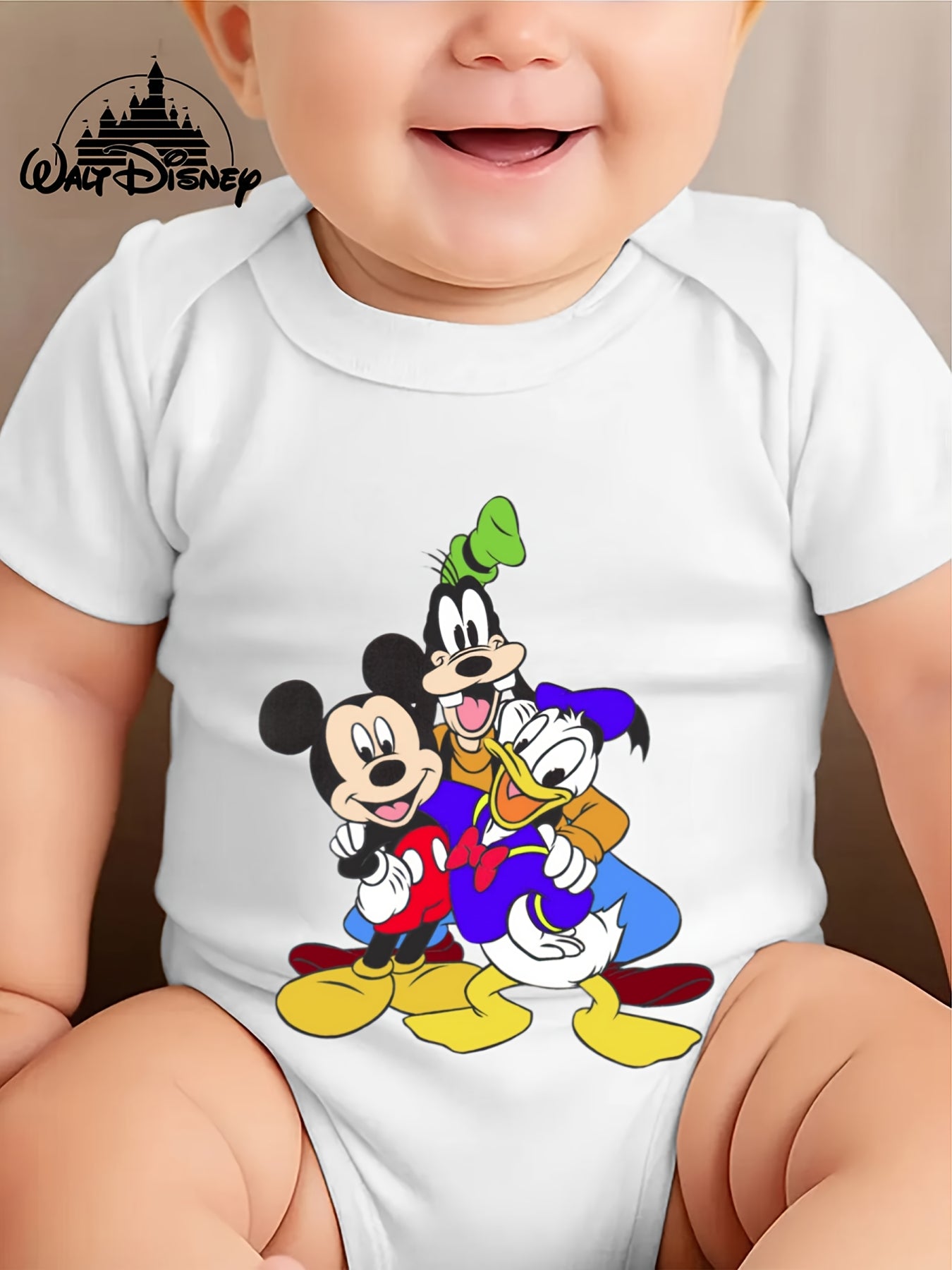 Disney Baby Short Sleeve Crawling Onesie Cute Triangle Print for Outdoor Fun 0-3 Years