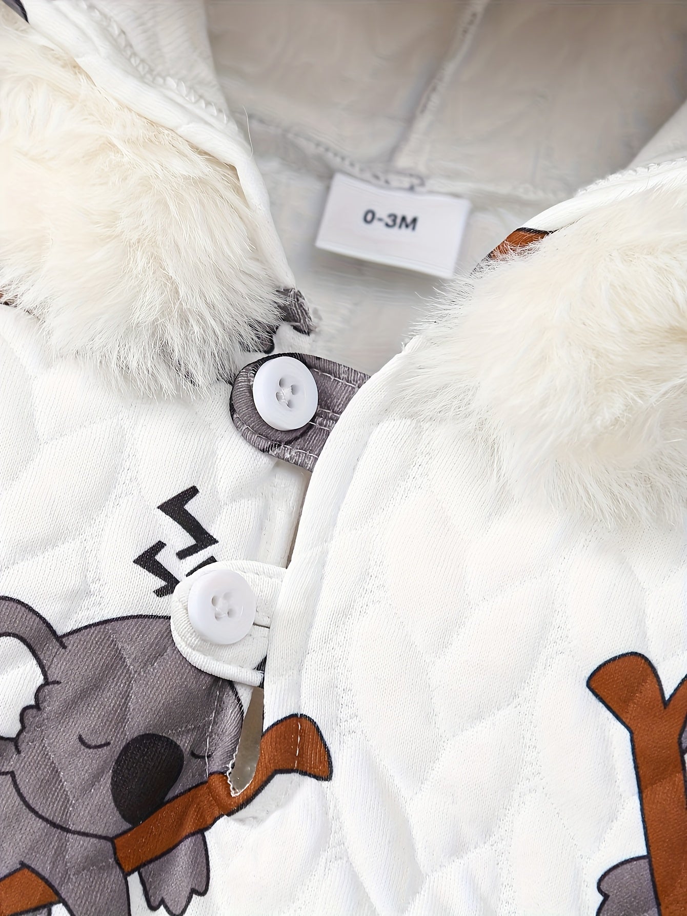 3 Piece Newborn Boy Winter Hooded Koala Print Bodysuit Set