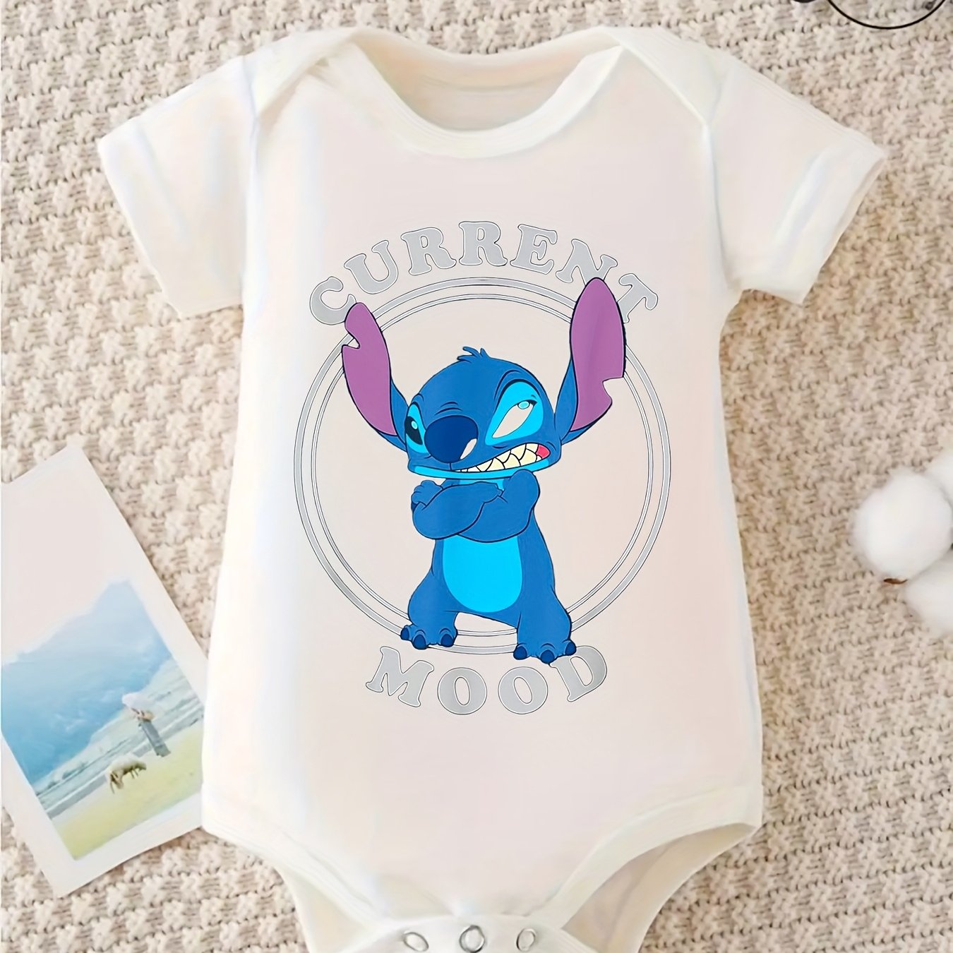 Disney Lilo and Stitch Angry Stitch Baby Crawl Clothes 100 Percent Cotton Perfect for Outdoor