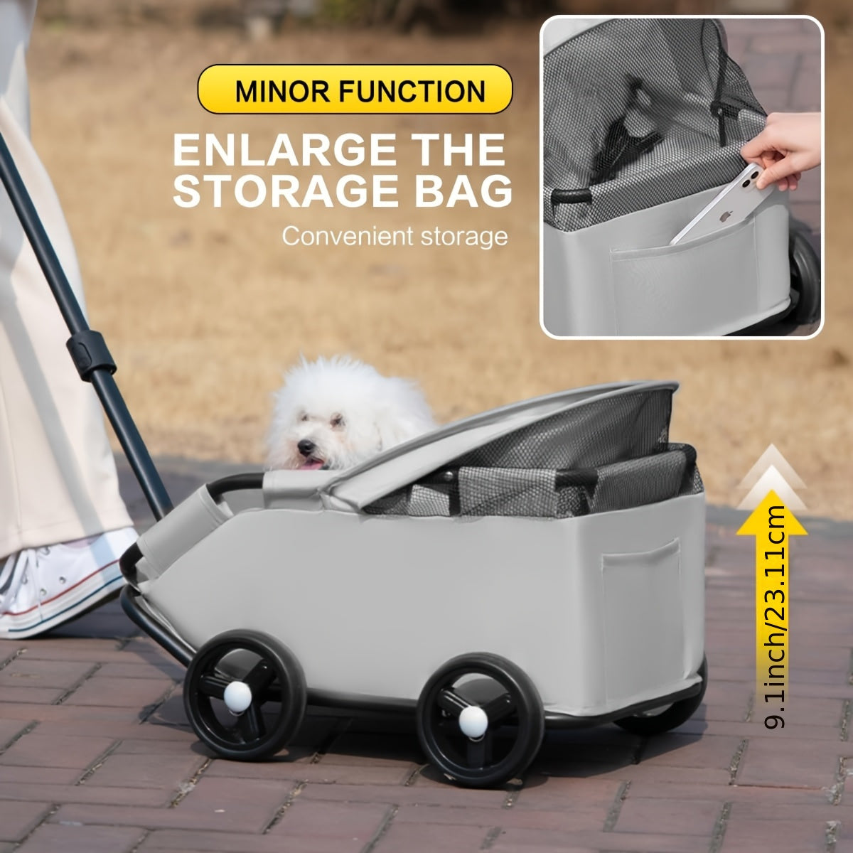 Heavy-Duty 4-Wheel Pet Stroller for Large Dogs, Small Pets, Cats - All-Season Foldable Carrier with Travel Water Bottle Holder, Removable Sunshade Canopy, Large Wheels for Rough Terrain - Durable Metal Frame & Oxford Fabric -