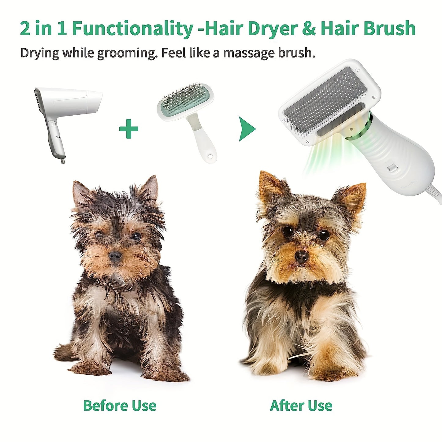 LIVEKEY 2-in-1 Pet Grooming Dryer and Slicker Brush for Dogs and Cats with Adjustable Heat