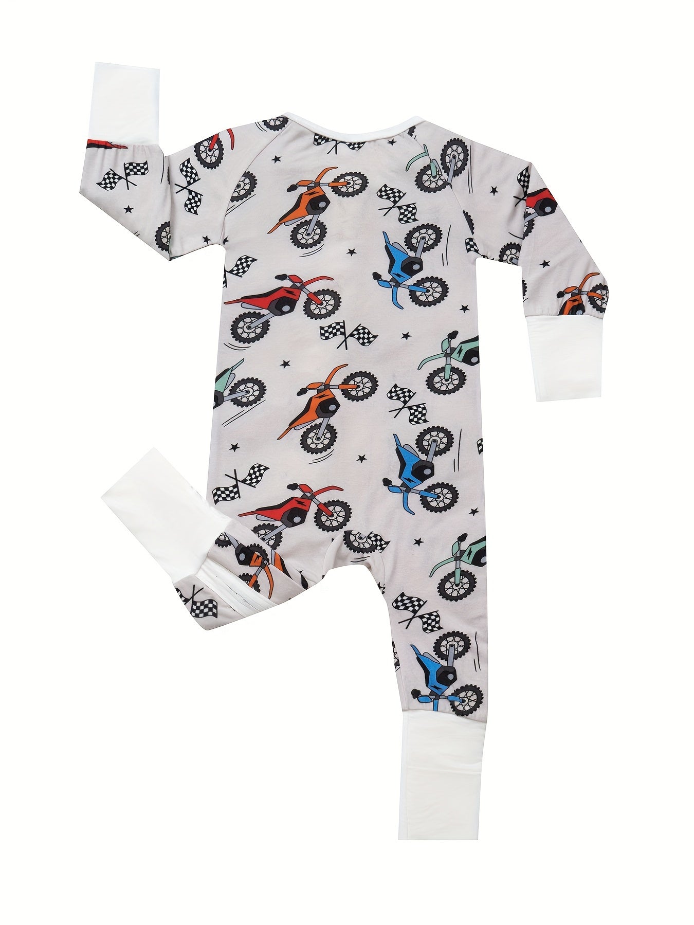 Bamboo Baby Bear Farm Print Romper Sleeper with Mitten Cuffs Feet Cuff Newborn Boy Girl And Play with Anti Grips Bottom Feet, for Outdoor