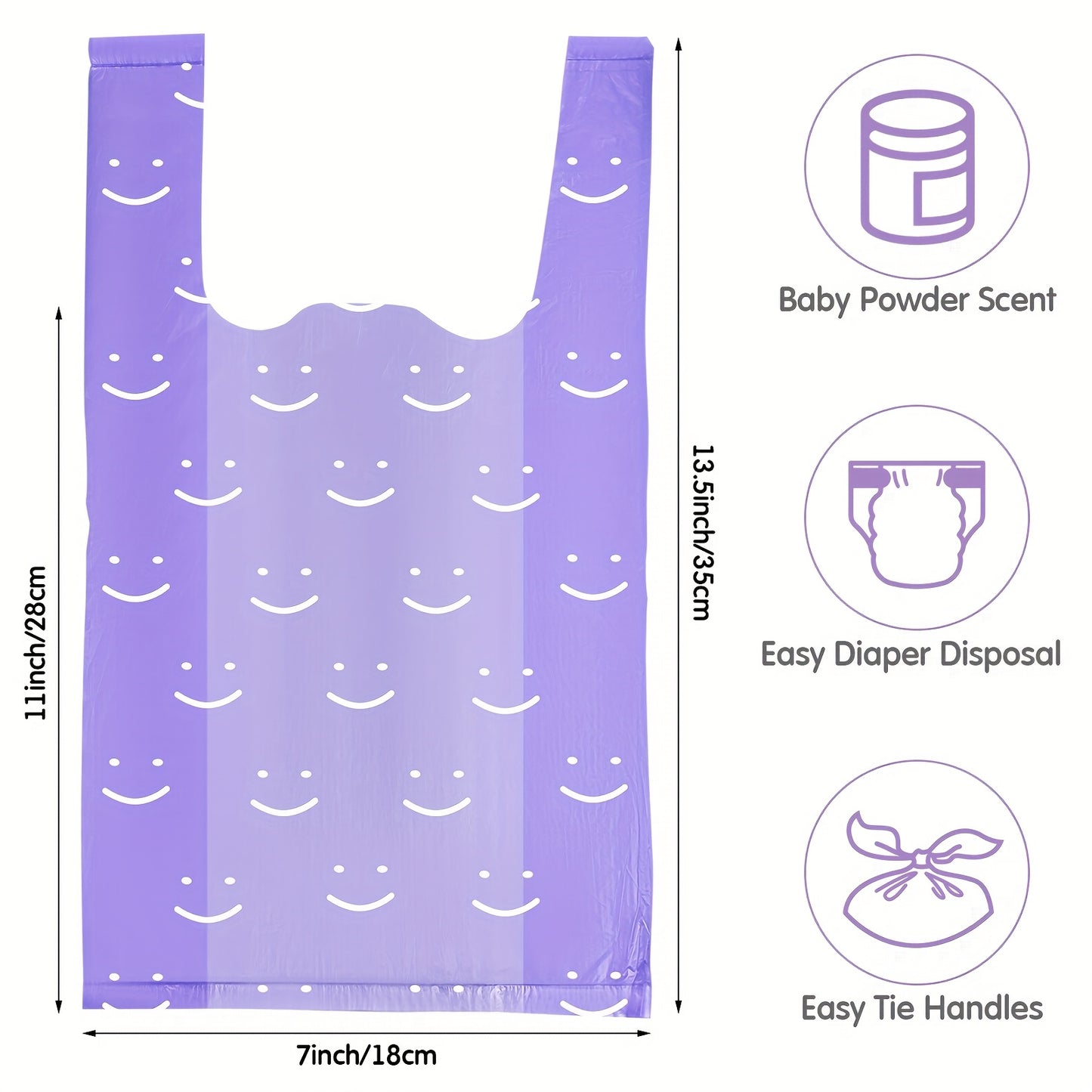 1600 Count Scented Baby Disposable Diaper Bags With Tie Handle for Pets and Babies