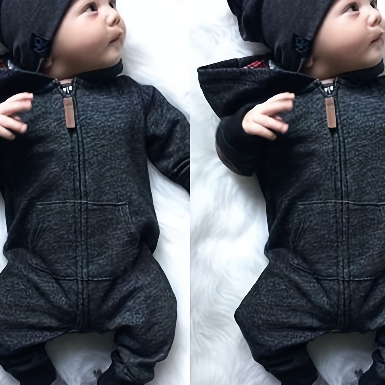 Newborn Baby Romper Jumpsuit, Boy/Girl Warm Zipper Long Sleeve Hooded Clothes, for Outdoor