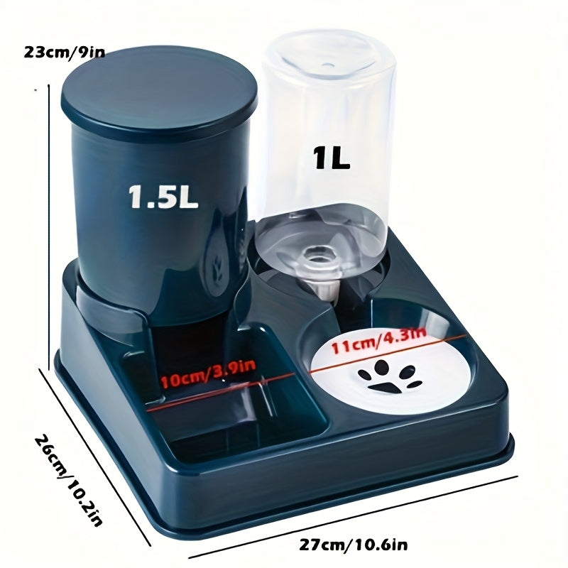 Automatic Cat Feeding And Water Dispenser Set 2-in-1 Gravity Feeder For Indoor Cats