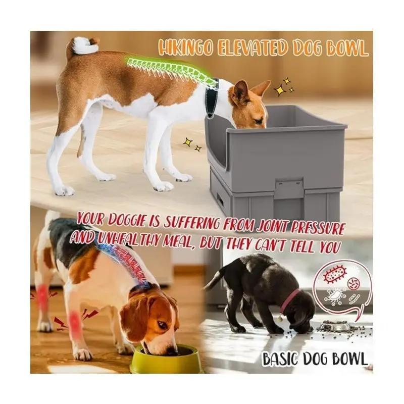 Elevated Dog Bowl Stand Set with Stainless Steel Bowls and Mess Proof Design in Grey