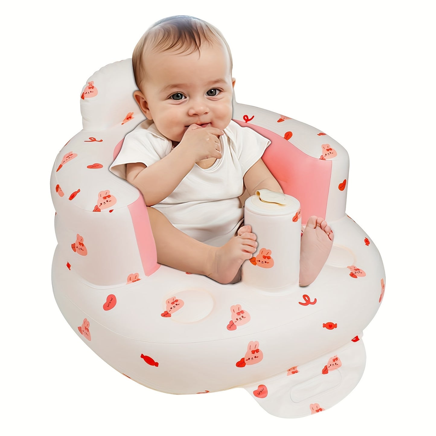 Sungdogin Love Bunny Inflatable Baby Seat for 3-36 Months Portable Travel Friendly Pink