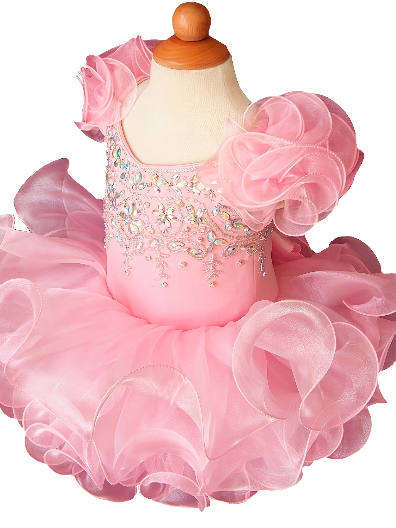 Jenniferwu Baby Girl Handmade Beaded Pageant Dress Toddler Princess Dress for Ages 0-3