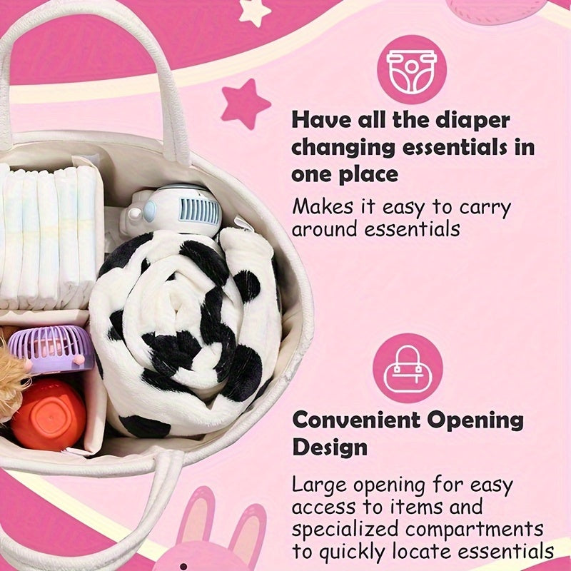 Mommy Travel Handbag Diaper Storage Basket with Tassel for Toys and Supplies