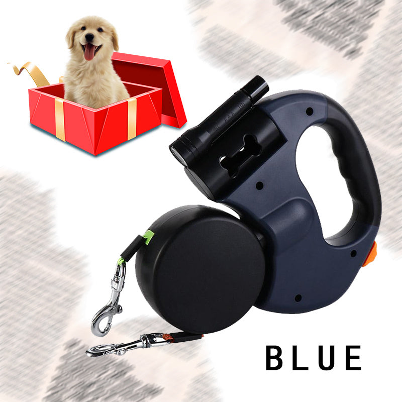 Pet Automatic Retractable Leash Dog Leash Travel Pet Leash Leash, One Key Lock Release, Anti-Entanglement Design, Equipped with Double Leash, 360 Degree Rotation, Suitable for Easy Outdoor Walks with Two Small to Medium Dogs,