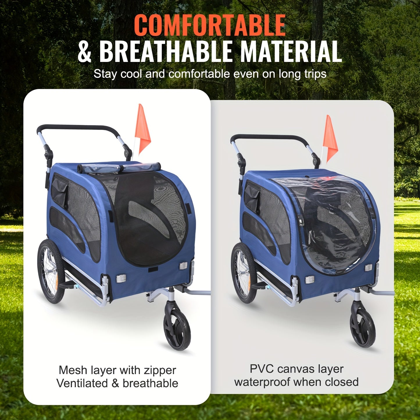 VEVOR 2 In 1 Dog Bike Trailer Stroller Carrier 100 Lbs