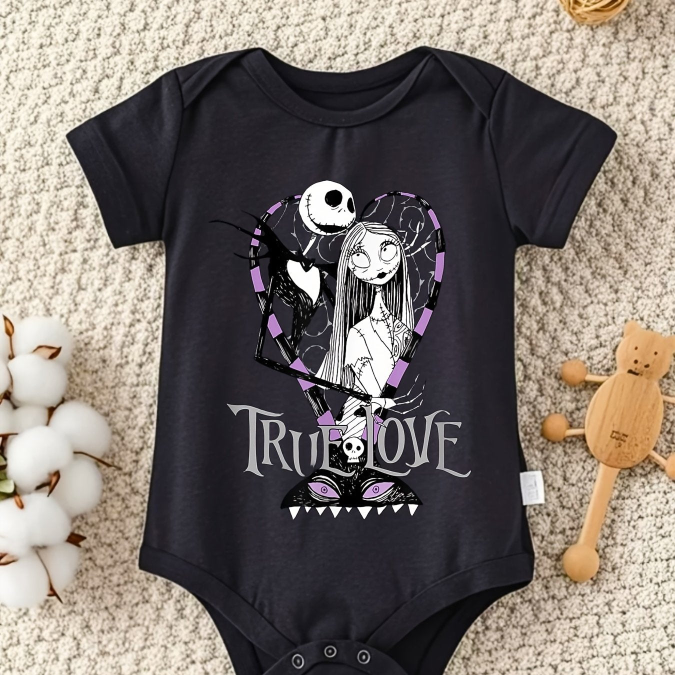 Disney Nightmare Before Christmas Baby Romper Jack Skellington Sally Graphic 100 Percent Cotton