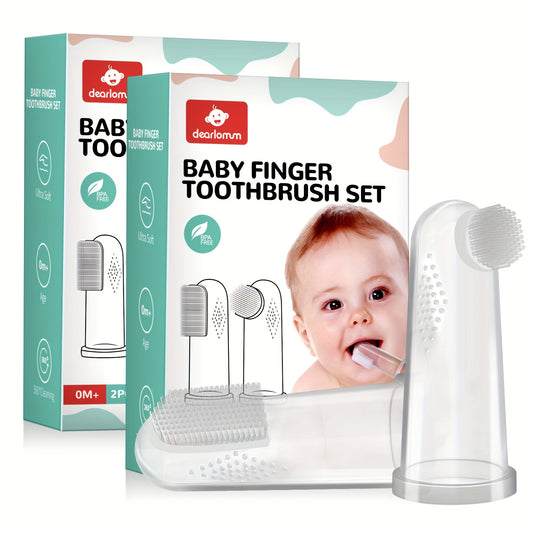 Baby Finger Toothbrush Set for Newborns and Toddlers Silicone Oral Cleaner and Massager 4pcs