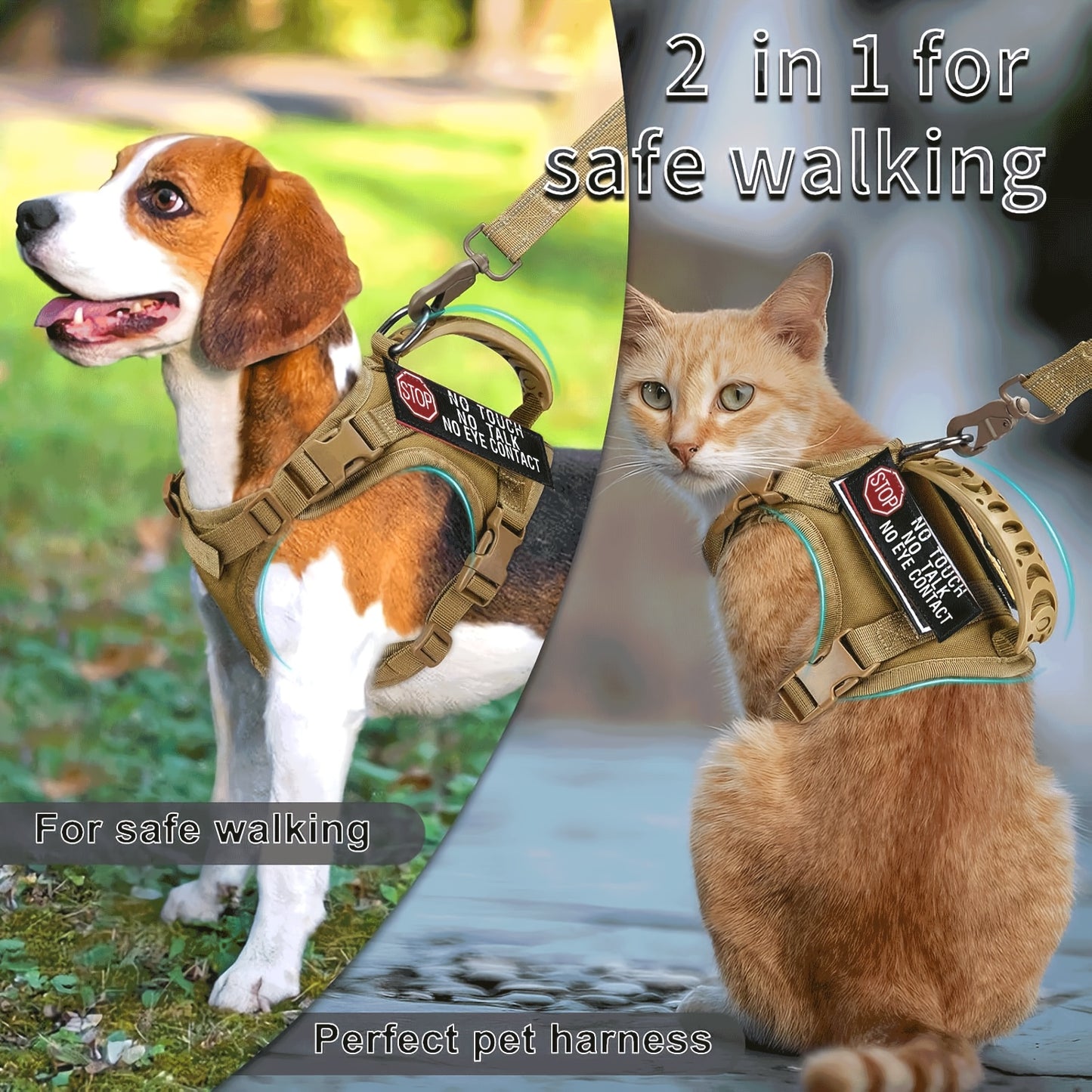 Adjustable Cat Outdoor Tactical Harness Air Mesh Escape Proof Reflective Vest for Fat Cats